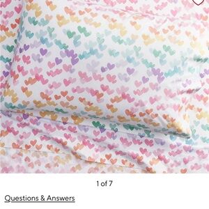 Pottery Barn Kids Organic Sheet Set + Pollowcases, Rainbow Hearts